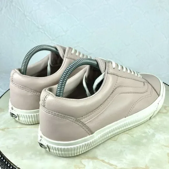 Vans Old Skool Sneakers Women 9.5 Pink Leather Classic Low Top Skate Retro Shoes - Picture 10 of 13